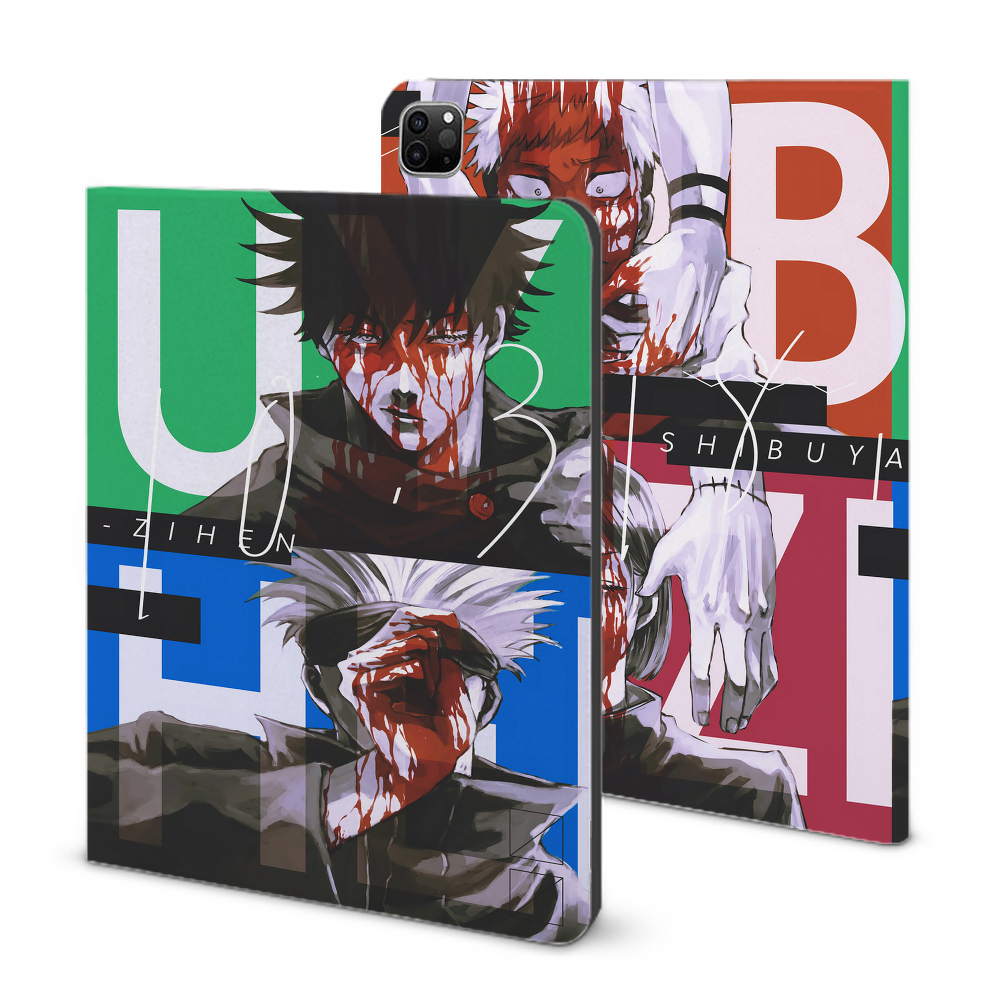 （画像用） 呪術廻戦 Jujutsu Kaisen IPad ケース ブック型 PUレザー TPU 耐衝撃 軽量 薄型 ペン収納なし 全面保護 IPad 各モデル対応